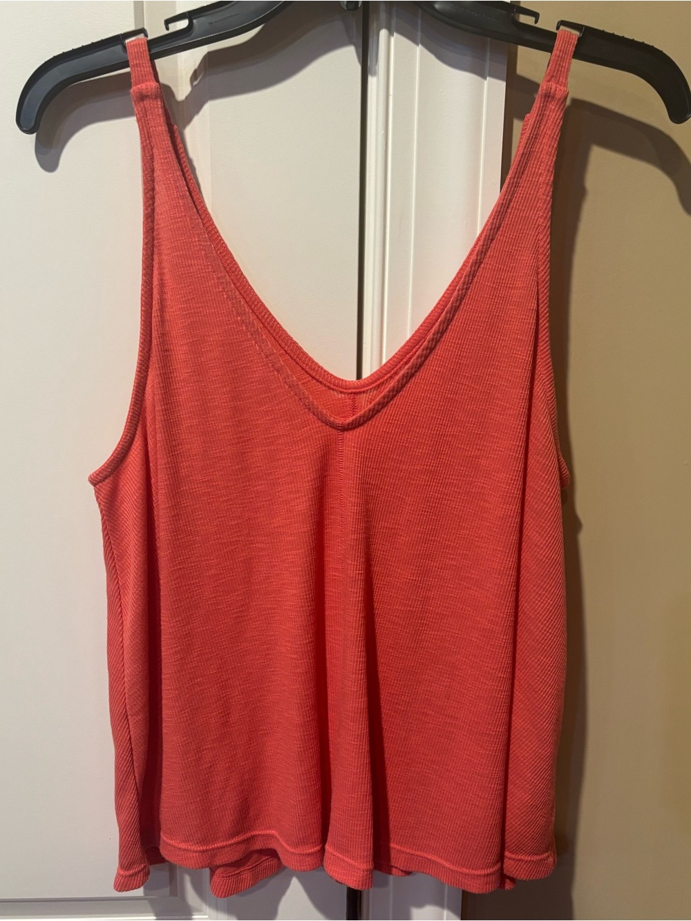 Free People Coral Ribbed V-Neck Tank Top